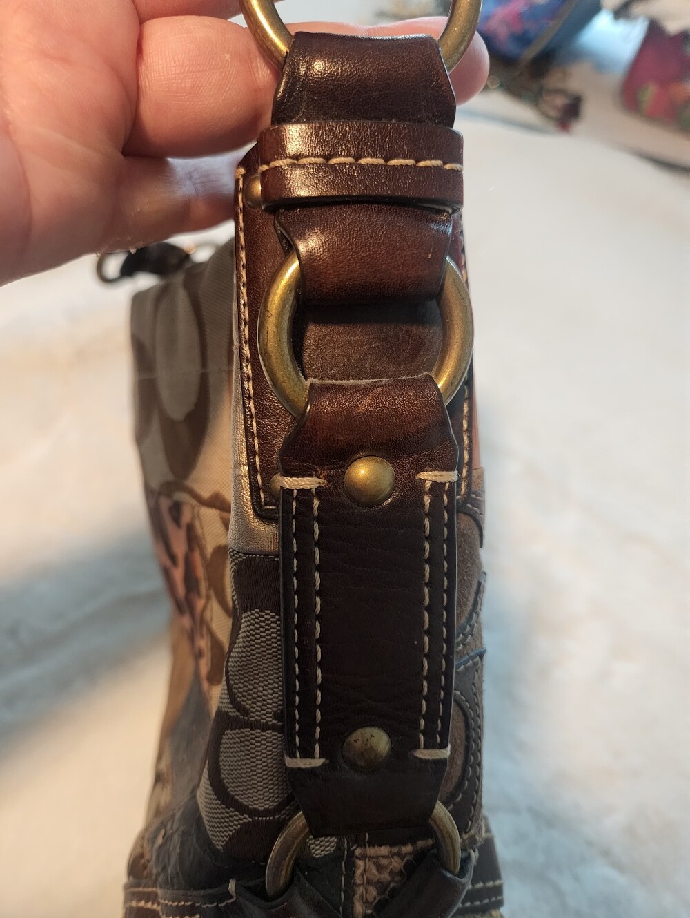 Coach Patchwork Vintage Signature Hobo Shoulder Bag in Brown, Tan and Cream - Picture 10 of 12